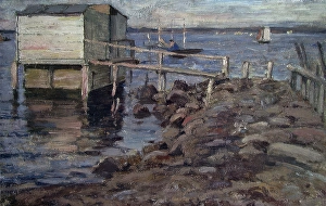 Bathing Hut Prints: Bathing Hut at the Beach, unknown date. Creator: Fredrik Jonas Lucian Botfield Collett