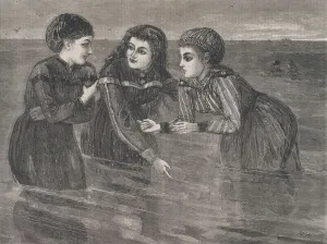 Swimming Costumes Prints: Bathing at Long Branch Oh, Ain t It Cold'(Every Saturday, Vol. III, New Serie