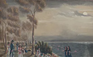 Oil On Slate Paper Prints: Bathing Party, 1870s. Creator: William P. Chappel