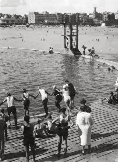 Bathing Costume Prints: Bathing pool, Dinard, Brittany, France, 20th century