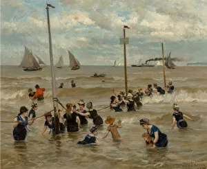 Swimming Costume Gallery: Bathing by the sea, 1876. Creator: Thoren, Otto von (1828-1889)