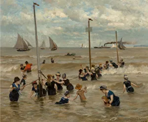 Athletics Gallery: Bathing by the sea, 1876. Creator: Thoren, Otto von (1828-1889)