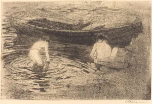 Etching And Aquatint Prints: Bathing at Talloires (La baignade aTalloires), 1888. Creator: Paul Albert Besnard