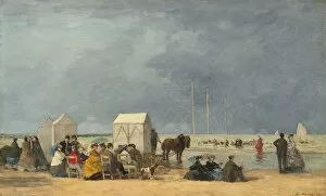 Boudin Collection: Bathing Time at Deauville, 1865. Creator: Eugene Louis Boudin