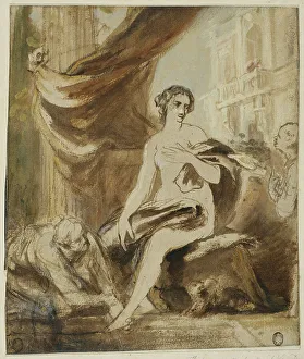 Brown Wash Prints: Bathing woman. Creator: Jurgen Ovens