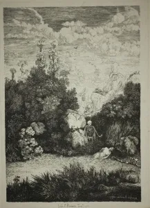 Chine Coll And Xe9 Prints: Bathing Woman and Death, 1857. Creator: Rodolphe Bresdin