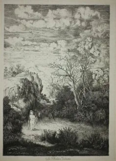 Chine Coll And Xe9 Prints: Bathing Woman and Time, 1857. Creator: Rodolphe Bresdin