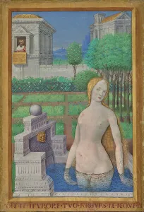 Tempera And Gold Prints: Bathsheba Bathing, 1498-1499. Creator: Jean Bourdichon