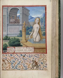 Bourdichon Gallery: Bathsheba bathing (Book of Hours), 1485-1499. Artist: Bourdichon, Jean (1457-1521)