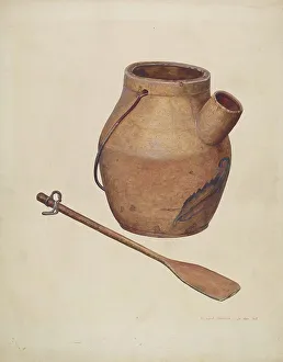 Batter Jug with Paddle, c. 1940. Creator: Richard Donovan