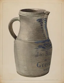 Iams J Howard Prints: Batter Pitcher, c. 1937. Creator: J. Howard Iams