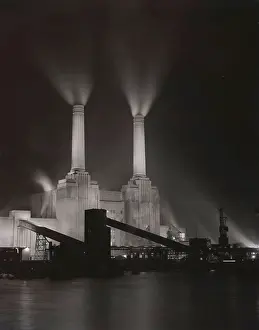 Chimneys Prints: Battersea Power Station, London, c1955. Creator: Arthur Charles Kirby Ware
