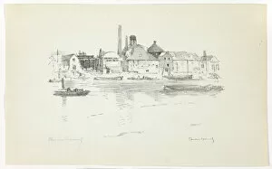 Tide Gallery: Battersea from the River, Low Tide, 1890-94. Creator: Theodore Roussel