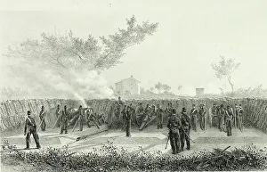 Aggression Prints: Battery No.1 opens fire, from Souvenirs d'Italie: Expédition de Rome