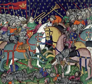 Invading Prints: Battle between Alexander the Great and Porus, 15th century. Creator: Unknown