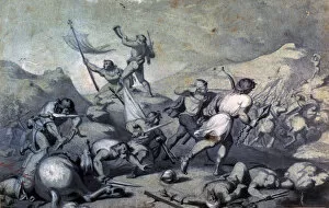 Images Dated 13th May 2013: Battle of almogavars, drawing by Mariano Fortuny