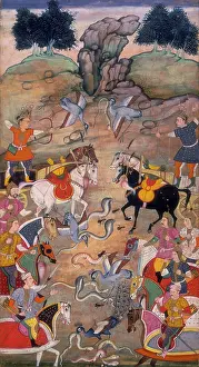 Peacock Feather Prints: A battle between Babhruvahana, son of Arjuna