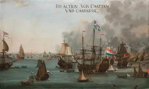 Stoop Prints: The Battle of Chatham, ca 1667. Creator: Stoop, Willem van der (c. 1620-1669)