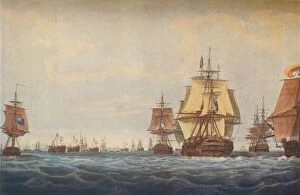 Edward Keble Gallery: Battle of Copenhagen 1801. British Fleet Approaching, 1801. Artists: Robert Pollard, JG Wells