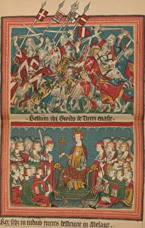 Dr Hf Helmolt Collection: Battle and Court of Justice During Henry VIIs March Upon Rome: A Page from the Codex Balduineus