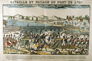 French Revolution 1789 1799 Prints: Battle and crossing of Bridge of Lodi, 11 May, 1796. Artist: Francois Georgin