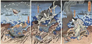 The battle of Dan-no-ura (Dannoura sen no zu), ca 1844. Creator: Kuniyoshi, Utagawa (1797-1861)