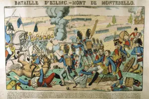 Georgin Prints: Battle of Essling - Death of Montebello, 21 May 1809, (c1835). Artist: Francois Georgin