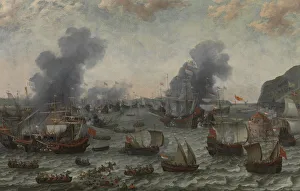 Carracks Prints: The Battle of Gibraltar, 25 April 1607, c. 1617. Artist: Willaerts, Adam (1577-1664)