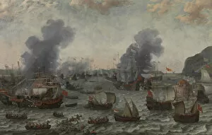 Armada Gallery: The Battle of Gibraltar, 25 April 1607, c. 1617. Artist: Willaerts, Adam (1577-1664)