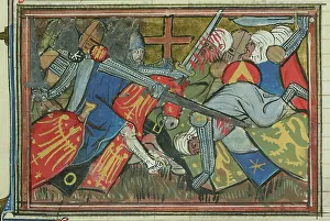 Longinus Prints: The Battle of Hab on August 14, 1119, 1337. Creator: Maître de Fauvel (active 1314-1340)
