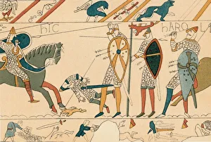 Latin Prints: Battle of Hastings & Death of Harold, (19th century?). Creator: Unknown