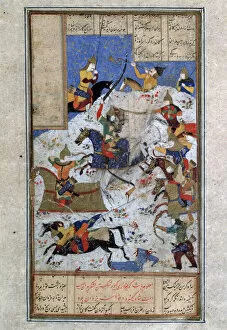The Battle between Iranians and Turanians, 16th century