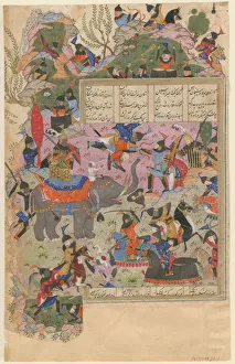 Elephant Prints: The Battle of Iskandar with the Zanj (From a Manuscript of the Khamsa of Nizami)