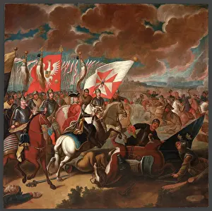 Banners Prints: The Battle of Kalisz in 1706, between 1725-1750. Creator: Unknown