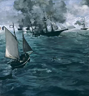 The Battle of the Kearsarge and the Alabama, 1864. Artist: Manet, Edouard (1832-1883)