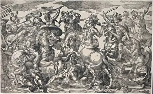Centaurs Prints: Battle of the Lapiths and Centaurs, c.1600. Creator: Geronima Cagnaccia Parasole