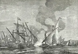 Galleon Prints: The Battle of Lepanto, 1571, (1893). Creator: A. B