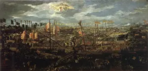Galleon Prints: The Battle of Lepanto on 7 October 1571, c1590. Creator: Anonymous