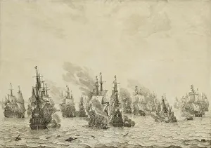 Man Of War Prints: The Battle of Livorno (Leghorn), c.1659-c.1699. Creator: Willem van de Velde I