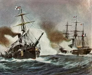 Cuba Gallery: Battle between the Meteor and the Bouvet off Havana, 9 November 1870