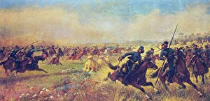 The Battle of Mir on 9 July 1812, 1912. Artist: Masurovsky, Viktor Viketyevich (1859-after 1923) The Battle of Mir on 9 July 1812, 1912. Artist: Masurovsky, Viktor Viketyevich (1859-after 1923)