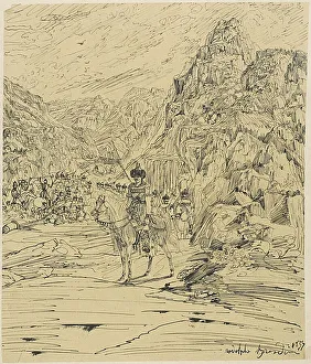 Bresdin Rodolphe Prints: Battle in the Mountains, 1857. Creator: Rodolphe Bresdin