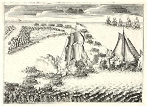 Great Northern War Collection: The battle at the mouth of the Neva on May 18, 1703, 1720s. Artist: Zubov