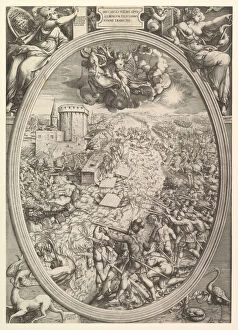 Charles Quint Collection: The Battle of Mühlberg with the army of Charles V crossing the Elbe River, 1551
