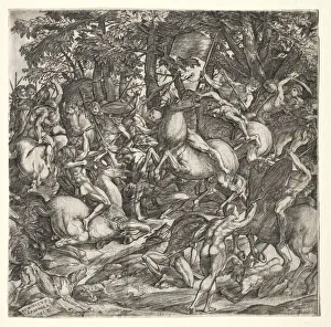 1500 1564 Prints: Battle of Naked Men, 1517. Creator: Domenico Campagnola (Italian, 1500-1564)