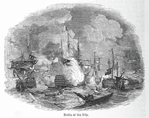 Nelson Horatio Prints: Battle of the Nile, 1798, (1856). Creator: Josiah Wood Whymper