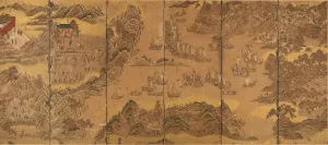 The Battle of Noryang (Six folded screen). Creator: Anonymous