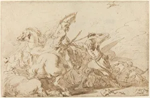 A Battle between Oriental Cavalry and Soldiers, 1636. Creator: Johann Wilhelm Baur A Battle between Oriental Cavalry and Soldiers, 1636. Creator: Johann Wilhelm Baur