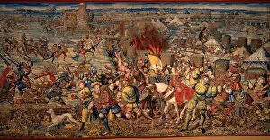 Bernaert Collection: The Battle of Pavia, ca 1530. Creator: Orley, Bernaert, van (1488-1541)