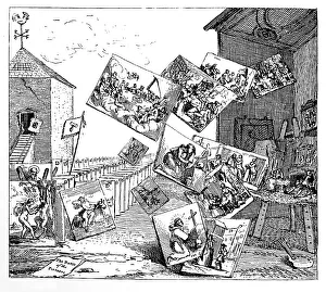 Sale Prints: The Battle of the Pictures, 1745. Artist: William Hogarth